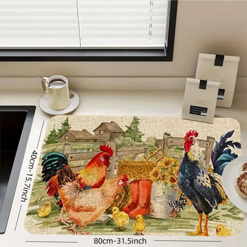 Rubber Dish Drying Mat - Modern Absorbent Kitchen Carpet