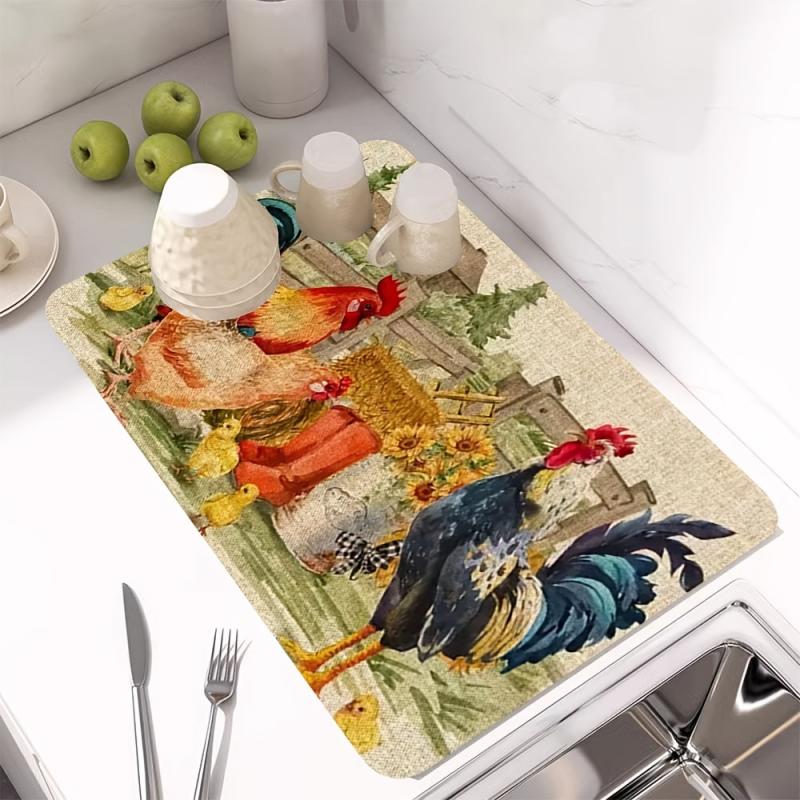 Rubber Dish Drying Mat - Modern Absorbent Kitchen Carpet