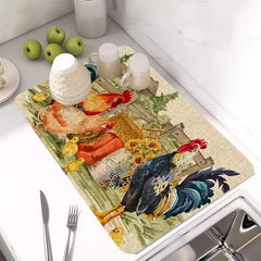 Rubber Dish Drying Mat - Modern Absorbent Kitchen Carpet