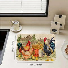 Rubber Dish Drying Mat - Modern Absorbent Kitchen Carpet