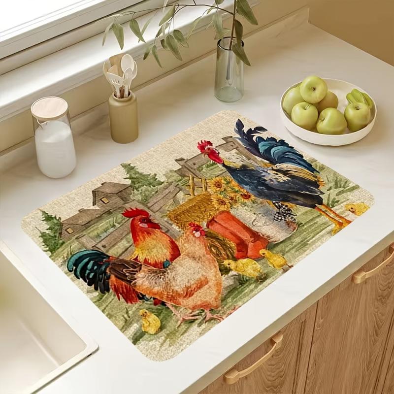 Rubber Dish Drying Mat - Modern Absorbent Kitchen Carpet