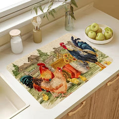 Rubber Dish Drying Mat - Modern Absorbent Kitchen Carpet