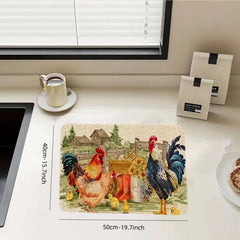 Rubber Dish Drying Mat - Modern Absorbent Kitchen Carpet