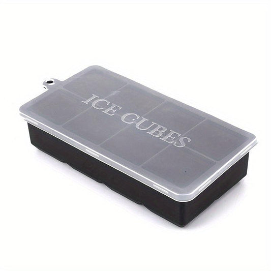 1pc Silicone Ice Tray with Lid for 8 Giant Ice Cubes, Whiskey Cocktails