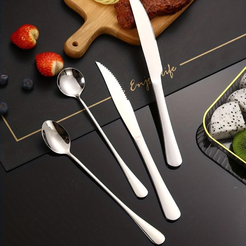 4pcs Stainless Steel Tableware Kitchen Fork Spoon Set