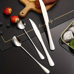 4pcs Stainless Steel Tableware Kitchen Fork Spoon Set