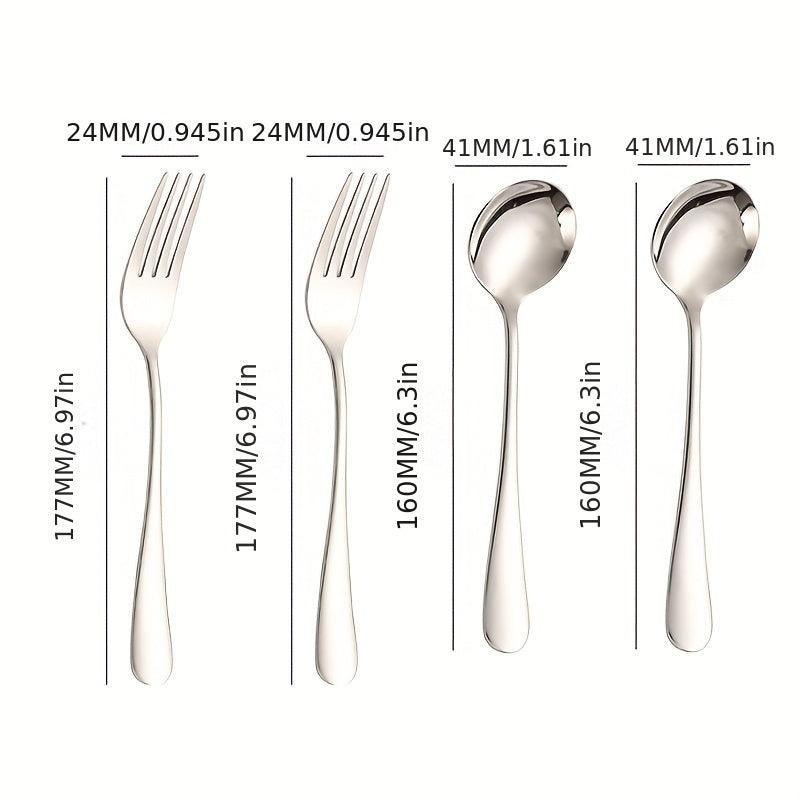 4pcs Stainless Steel Tableware Kitchen Fork Spoon Set