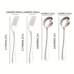 4pcs Stainless Steel Tableware Kitchen Fork Spoon Set
