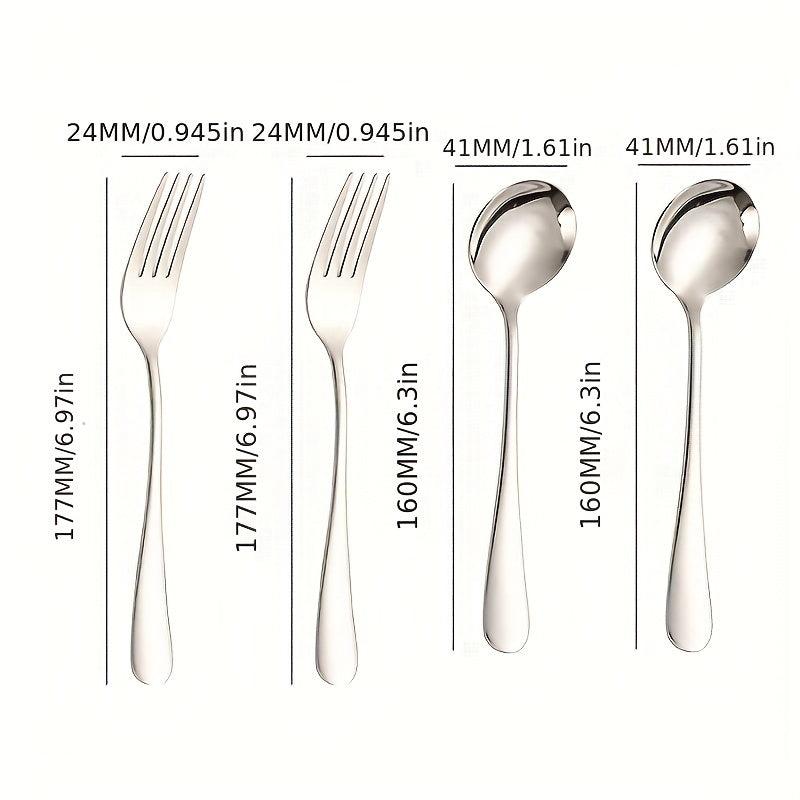 4pcs Stainless Steel Tableware Kitchen Fork Spoon Set