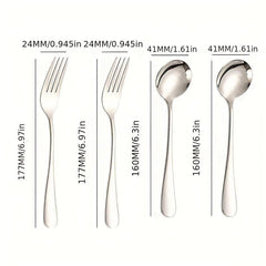 4pcs Stainless Steel Tableware Kitchen Fork Spoon Set