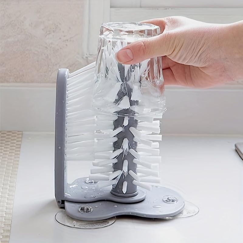 Bottle Cleaner Brush with Suction Base - Multi-Functional Glass Cleaning Brush
