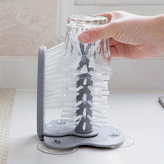 Bottle Cleaner Brush with Suction Base - Multi-Functional Glass Cleaning Brush