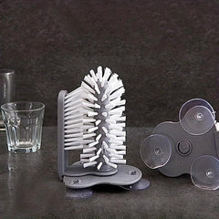 Bottle Cleaner Brush with Suction Base - Multi-Functional Glass Cleaning Brush
