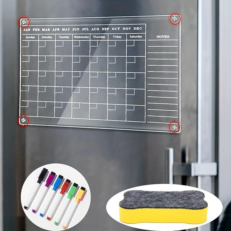 8pcs Magnetic Refrigerator Stickers Set with Acrylic Board and Pens