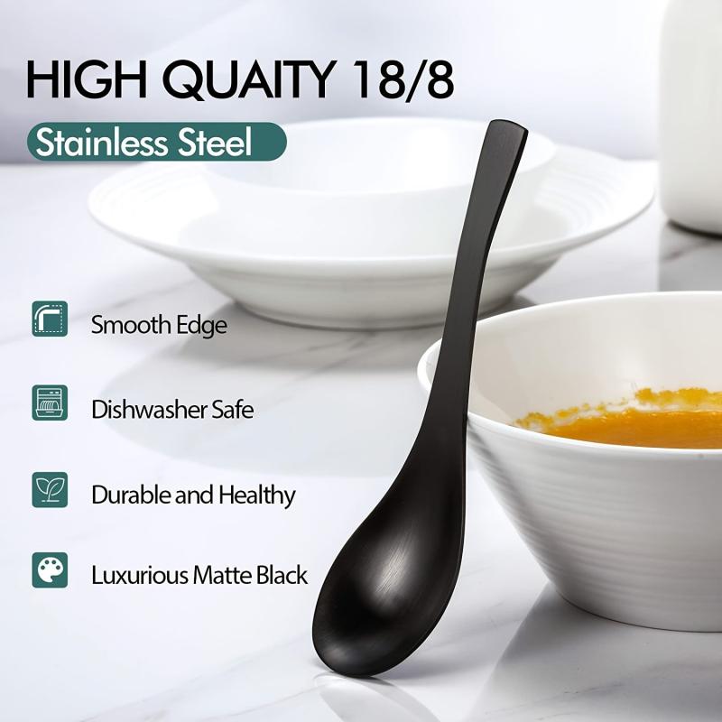 6pcs Heavy Stainless Steel Soup Spoons, Household Table & Dessert Spoons