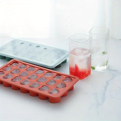2pcs Silicone Ice Cube Mold 21 Grid Tray with Lid Stackable for Freezer Cocktail