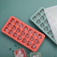 2pcs Silicone Ice Cube Mold 21 Grid Tray with Lid Stackable for Freezer Cocktail