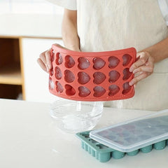 2pcs Silicone Ice Cube Mold 21 Grid Tray with Lid Stackable for Freezer Cocktail