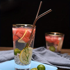 5pcs 304 Stainless Steel Straws - Reusable, Heat Resistant with Cleaning Brush