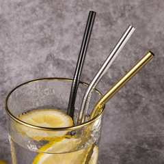 5pcs 304 Stainless Steel Straws - Reusable, Heat Resistant with Cleaning Brush