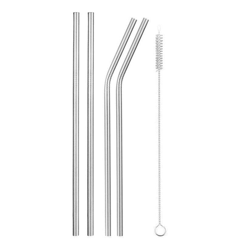 5pcs 304 Stainless Steel Straws - Reusable, Heat Resistant with Cleaning Brush
