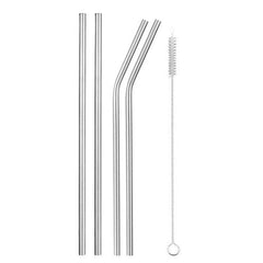 5pcs 304 Stainless Steel Straws - Reusable, Heat Resistant with Cleaning Brush