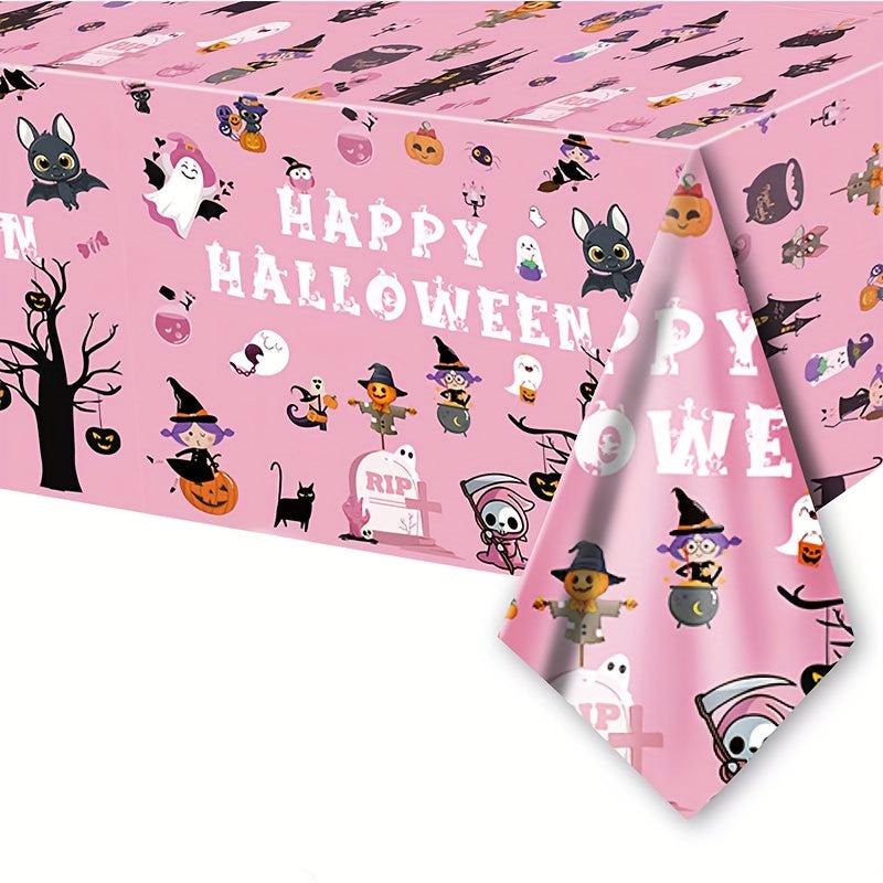 Halloween Party Pink Dinnerware Set Paper Plates Napkins Cups Table Cloth