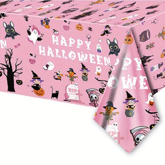 Halloween Party Pink Dinnerware Set Paper Plates Napkins Cups Table Cloth