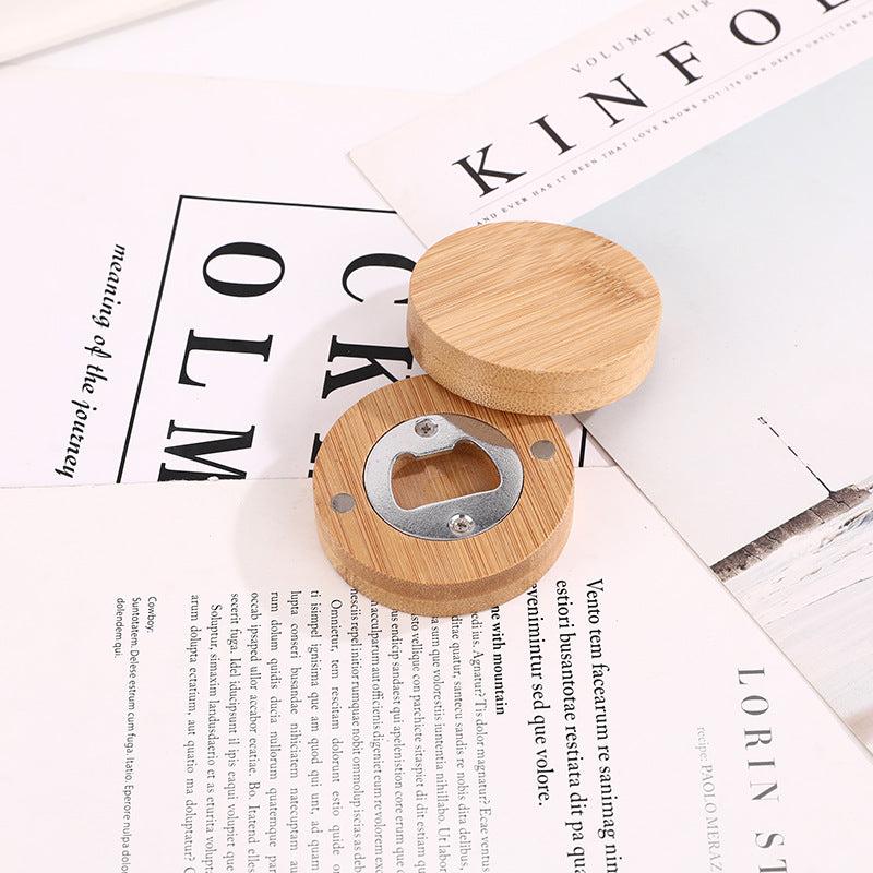 Bamboo Circle Personalized Bottle Opener Solid Barware Tool Wedding