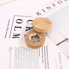 Bamboo Circle Personalized Bottle Opener Solid Barware Tool Wedding