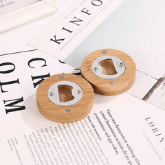 Bamboo Circle Personalized Bottle Opener Solid Barware Tool Wedding