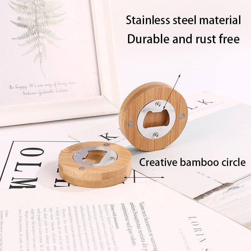 Bamboo Circle Personalized Bottle Opener Solid Barware Tool Wedding