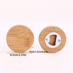 Bamboo Circle Personalized Bottle Opener Solid Barware Tool Wedding
