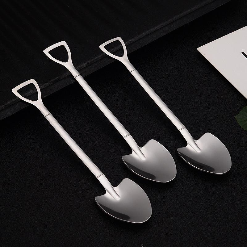 2pcs Stainless Steel Spade Spoon Household Dessert Ice Cream Watermelon Spoon