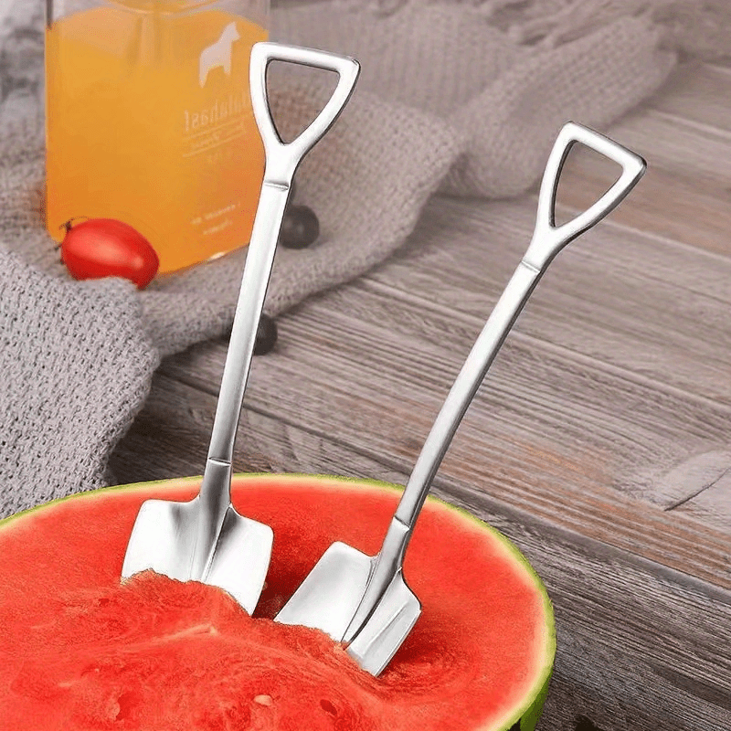 2pcs Stainless Steel Spade Spoon Household Dessert Ice Cream Watermelon Spoon