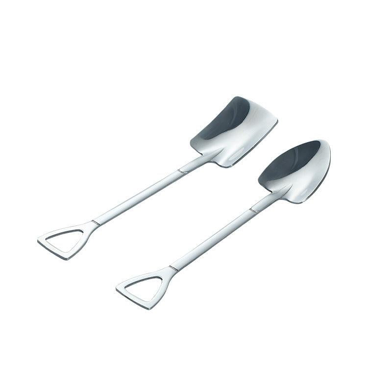 2pcs Stainless Steel Spade Spoon Household Dessert Ice Cream Watermelon Spoon