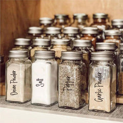 8pcs Spice Jar Labels Waterproof Pre printed Clear Stickers