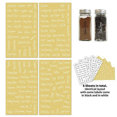 8pcs Spice Jar Labels Waterproof Pre printed Clear Stickers