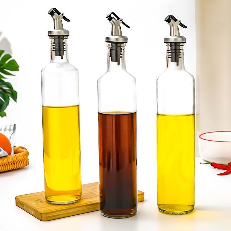 Glass Bottle & Stainless Steel Funnel Olive Dispenser
