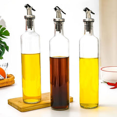 Glass Bottle & Stainless Steel Funnel Olive Dispenser