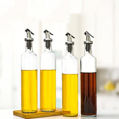 Glass Bottle & Stainless Steel Funnel Olive Dispenser