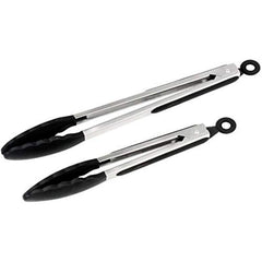2pcs Silicone Tongs for Cooking Stainless Steel BBQ Grilling Locking Food Tongs