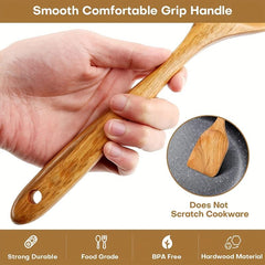 10pcs Wooden Cooking Utensils Set with Holder & Rest