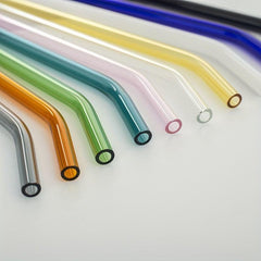 10pcs Heat Resistant Borosilicate Glass Straws Set