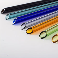 10pcs Heat Resistant Borosilicate Glass Straws Set