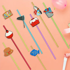 24pcs Fishing Theme Reusable Straws for Family Gatherings and Parties