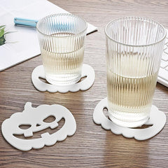 5pcs Halloween Ghost Coffee Mat Cup Placemat Heat Resistant Table Decoration