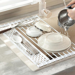 Sink Drain Rack Foldable Vegetable Drain Basket Kitchen Water Pool Shelf