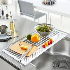 Sink Drain Rack Foldable Vegetable Drain Basket Kitchen Water Pool Shelf