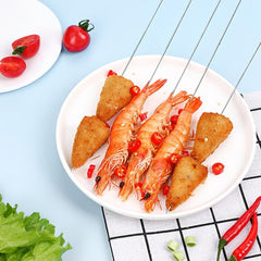 12pcs Stainless Steel Wooden Handle BBQ Stick Lamb Skewer